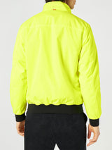 Man fluo yellow bomber jacket with furry lining