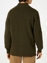 Knitted field jacket with patch