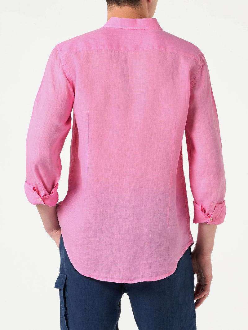 Herrenhemd aus rosa Pamplona-Leinen