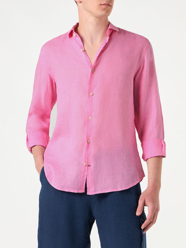 Man pink linen Pamplona shirt