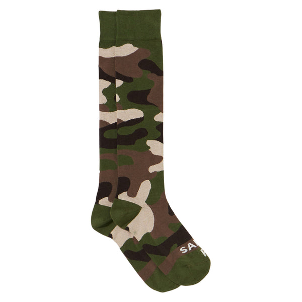 Man long socks with green camouflage