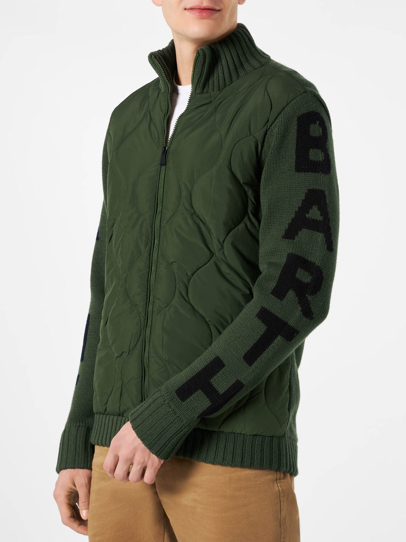 Man military green padded jacket