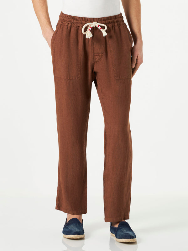 Man brown linen pants