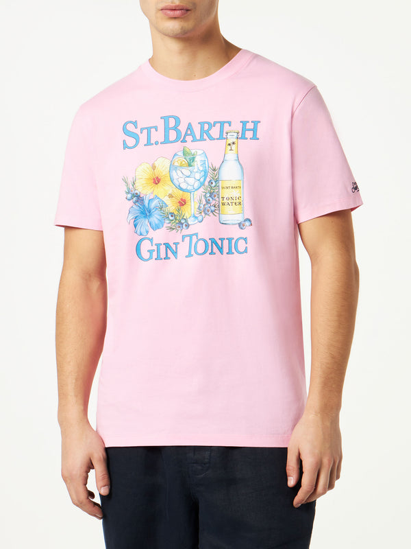 T-shirt da uomo in cotone con stampa Gin e fiori