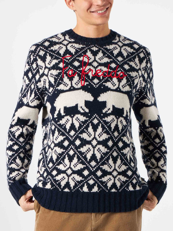 Man crewneck sweater with norwegian pattern