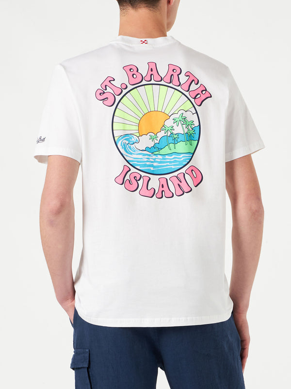 Man cotton t-shirt with St. Barth Island print