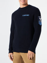 Man ribbed blue sweater