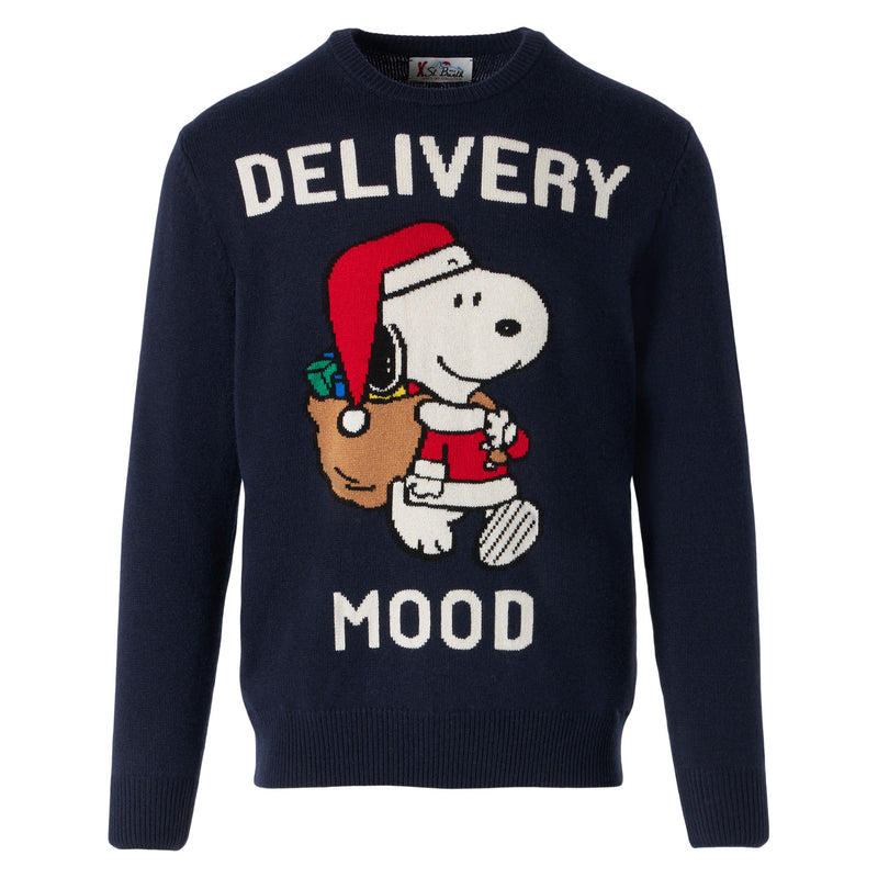 Man navy blue sweater with Snoopy print | PEANUTS™ SPECIAL EDITION