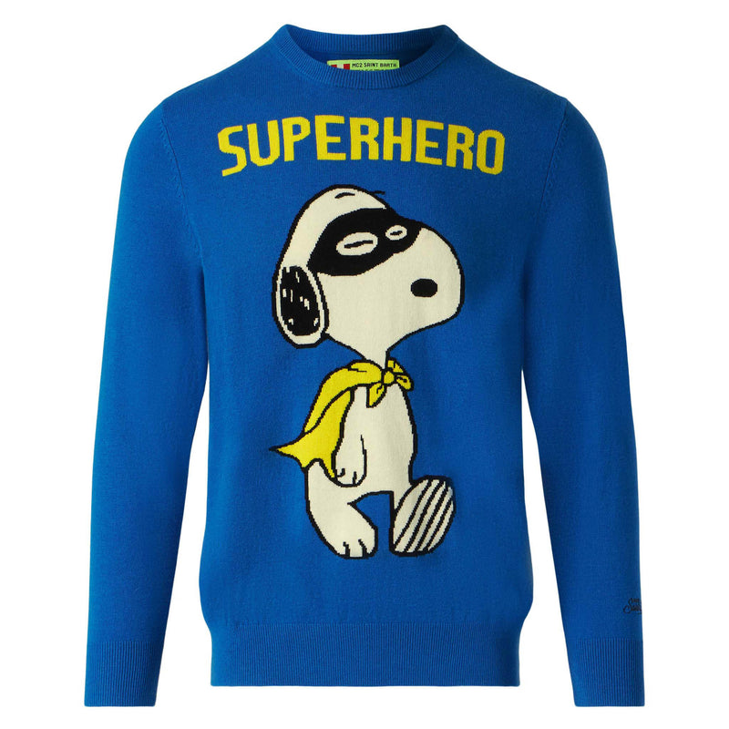 Maglia da uomo blu stampa Snoopy Superhero | SNOOPY - EDIZIONE SPECIALE PEANUTS™
