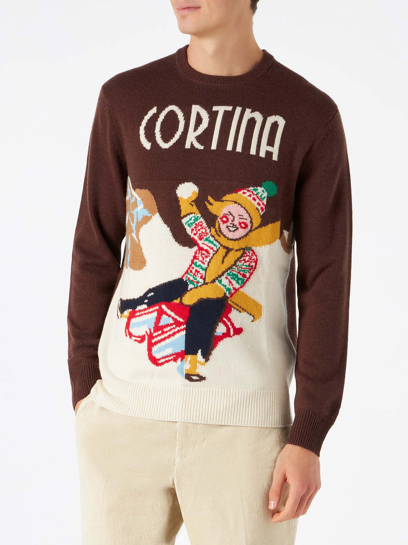 Man sweater with Cortina postcard print