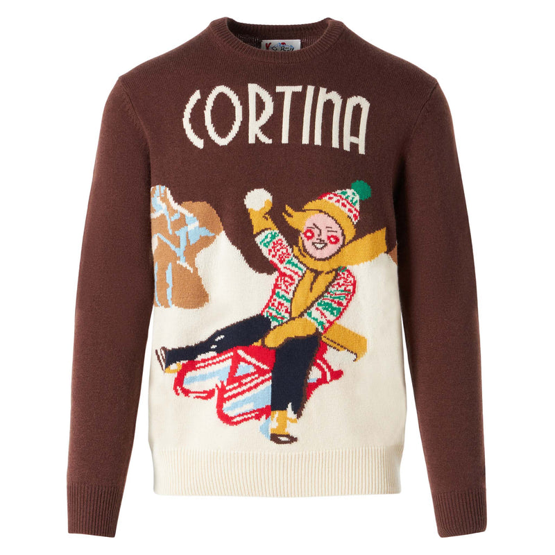 Man sweater with Cortina postcard print