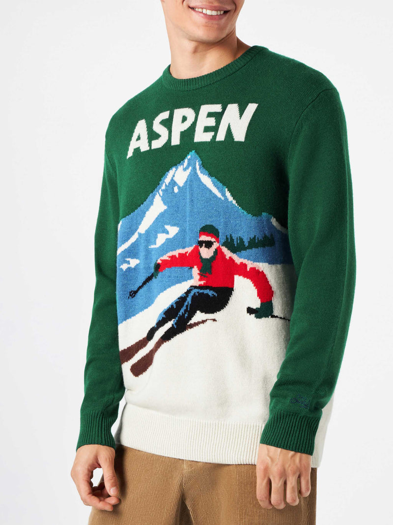 Man sweater Aspen vintage postcard print