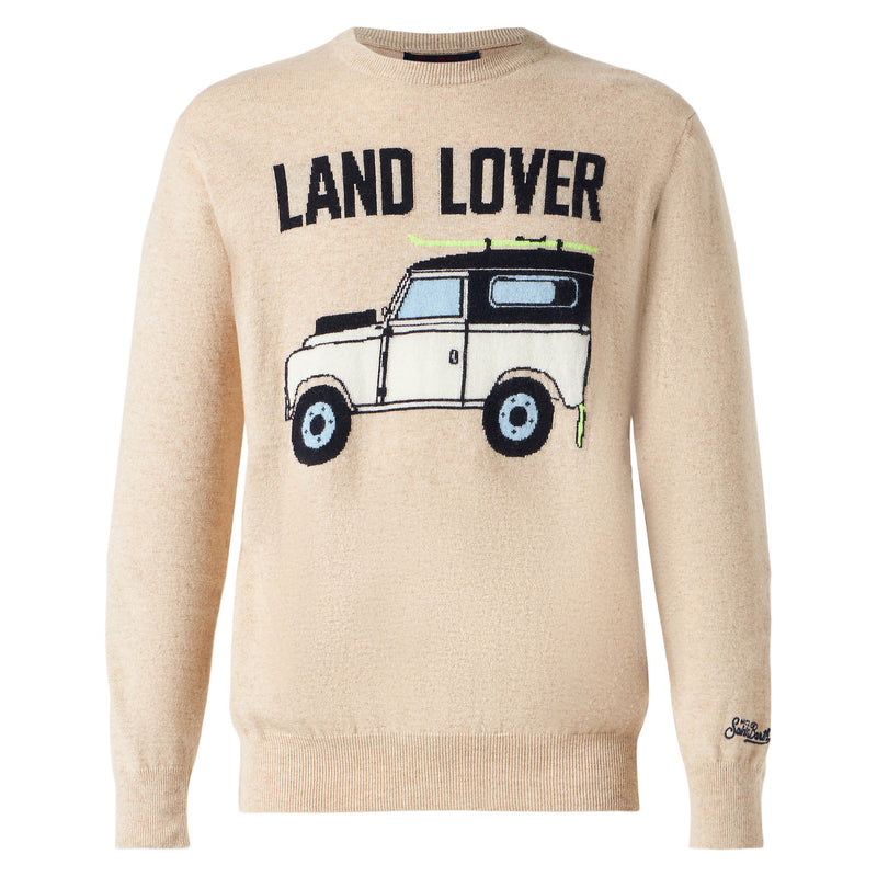 Man lightweight sweater with Land Lover jacquard print