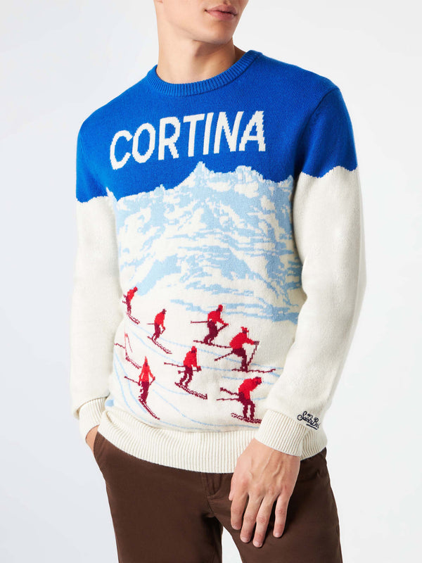 Man sweater Cortina vintage postcard print