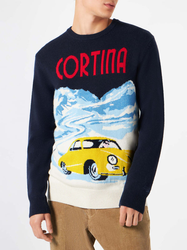 Man sweater Cortina vintage postcard print