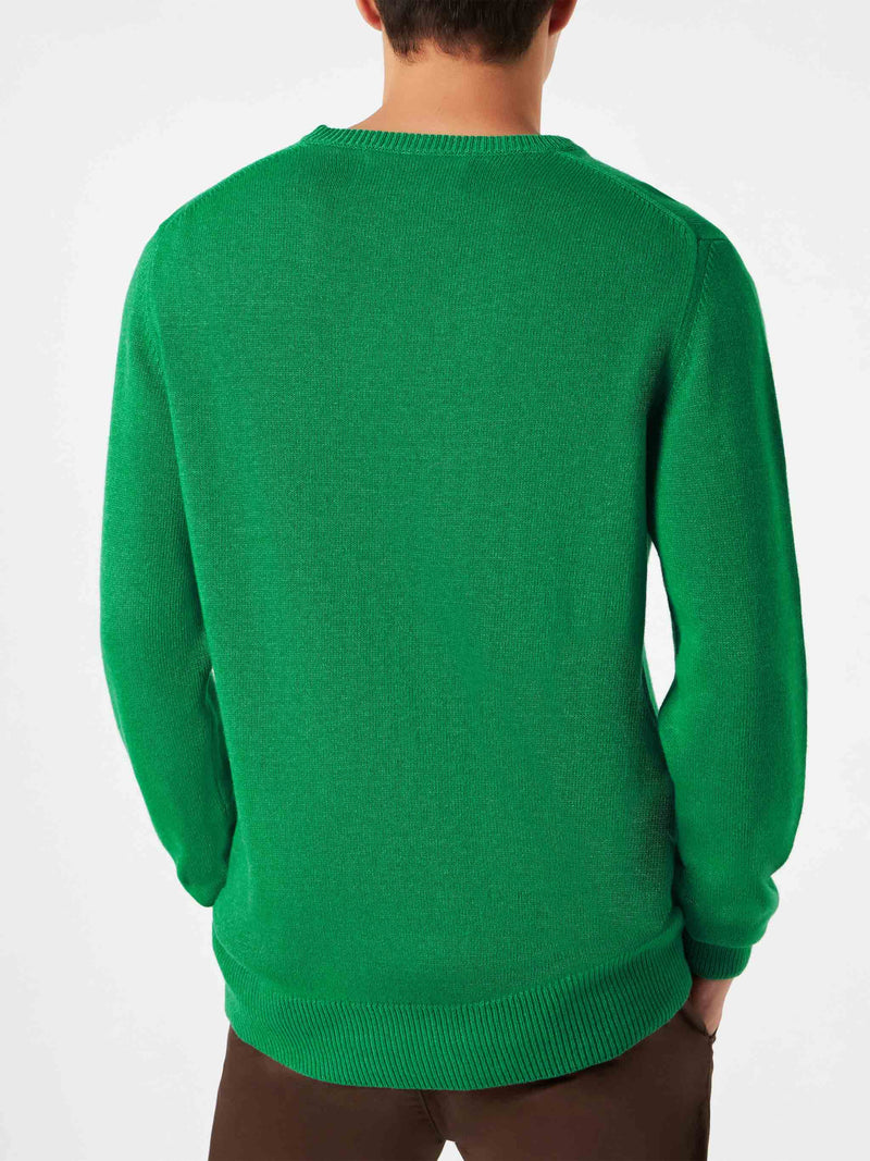 Man green sweater with Infedele print