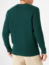 Man blended cashmere sweater with Sun Moritz embroidery