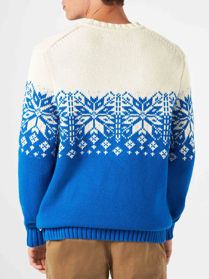 Man crewneck sweater with Courmayeur embroidery