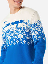 Man crewneck sweater with Courmayeur embroidery