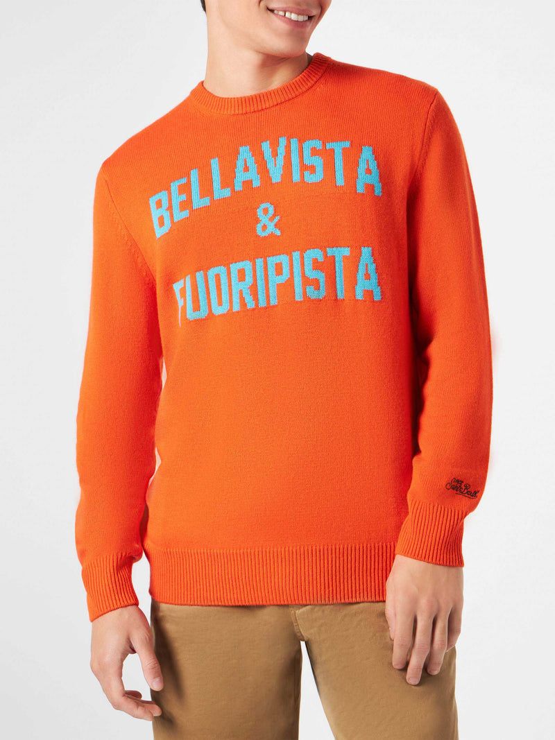 Orangefarbener Herrenpullover mit Aufdruck Bellavista &amp; Fuoripista