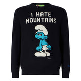 Man blue navy sweater "I hate Mountains Smurf" print | ©PEYO SPECIAL EDITION
