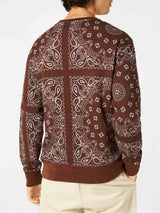 Man crewneck sweatshirt with brown bandanna print