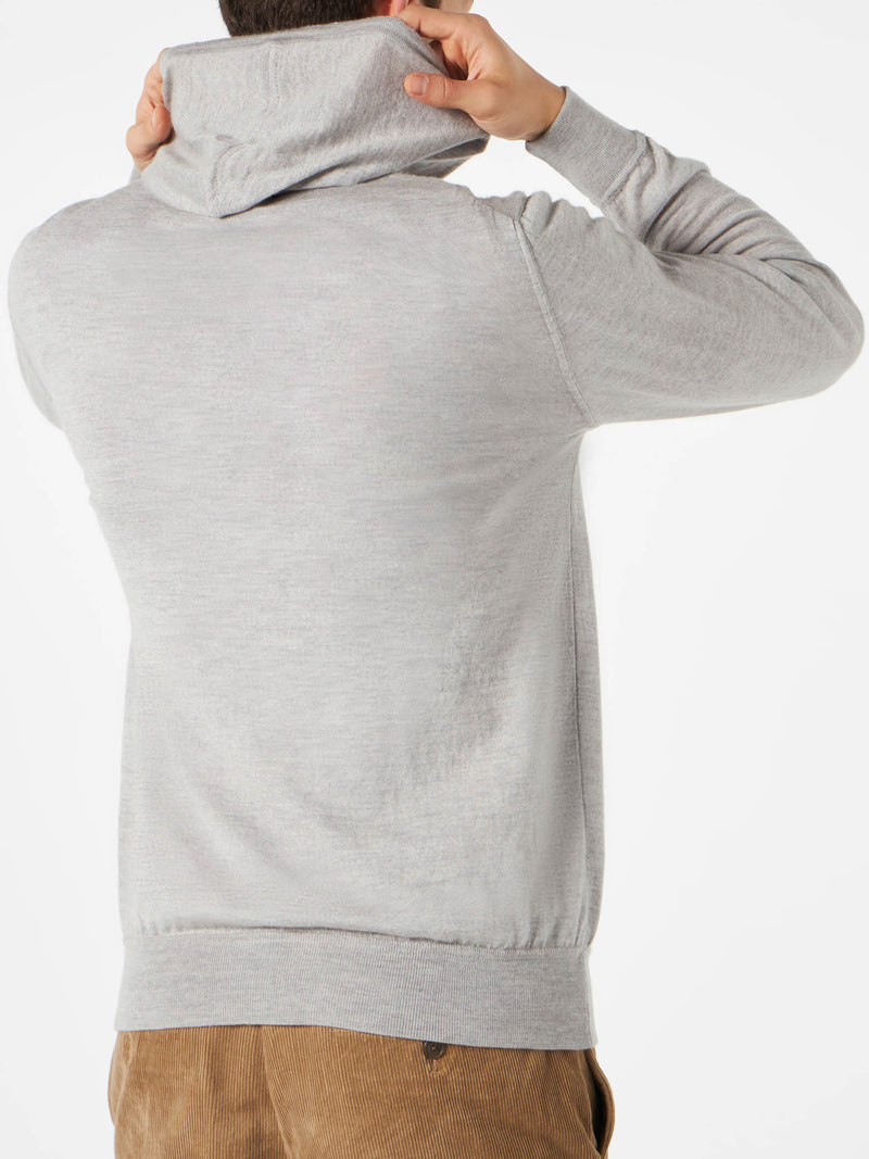 Man grey hoodie sweatshirt