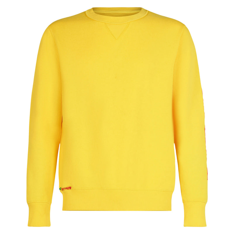 Man yellow Sweatshirt with Saint Barth embroidery