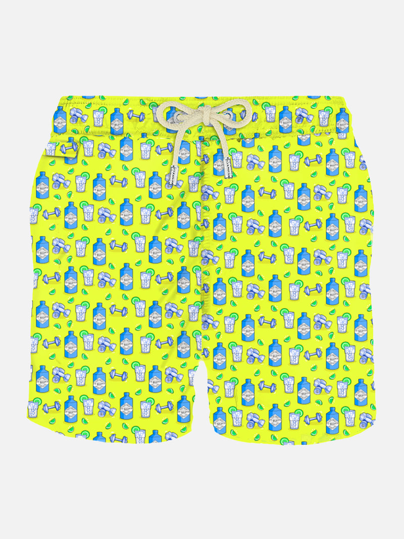 Man light fabric swim shorts with gin and gym print | GIN MARE SPECIAL EDITION