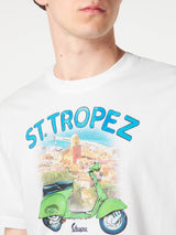 T-shirt uomo in cotone con stampa Vespa St. Tropez | EDIZIONE SPECIALE VESPA®