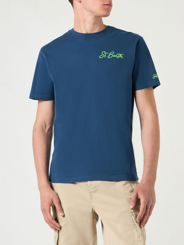 T-shirt da uomo in cotone con stampa onda e palme St. Barth