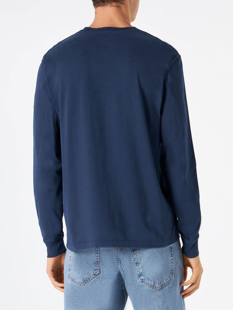 Marineblaues Herren-T-Shirt mit langen Ärmeln