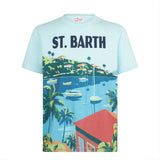 Man cotton t-shirt with Saint Barth postcard print