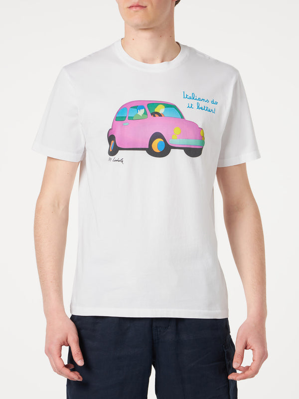 T-shirt da uomo in cotone con stampa Lodola Car | MARCO LODOLA ARTE EDIZIONE SPECIALE