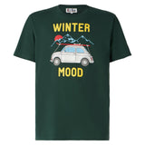 T-shirt da uomo verde bosco con stampa auto | Fiat 500 edizione speciale