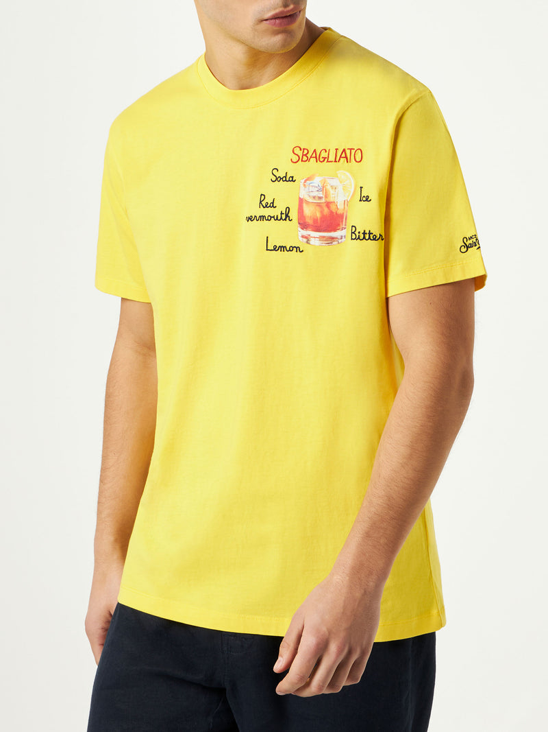 Man cotton t-shirt with Sbagliato glass print