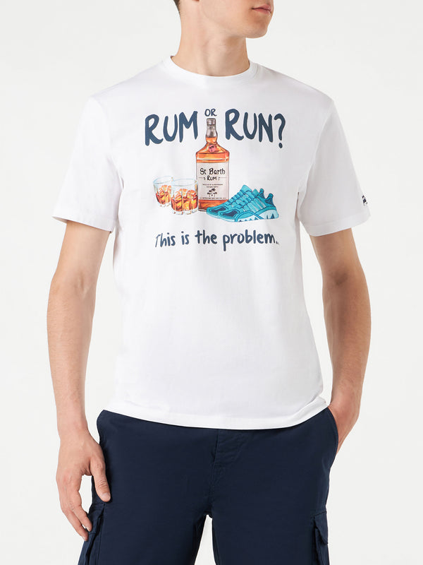 Man cotton t-shirt with Rum or Run print