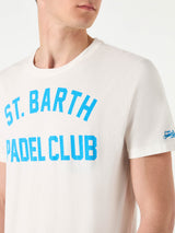 T-shirt da uomo in cotone trattamento vintage con stampa St. Barth Padel Club