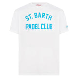 T-shirt da uomo in cotone trattamento vintage con stampa St. Barth Padel Club