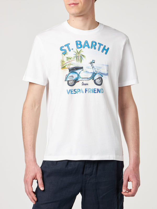 T-shirt da uomo in cotone con stampa St. Barth Vespa Friend | EDIZIONE SPECIALE VESPA®