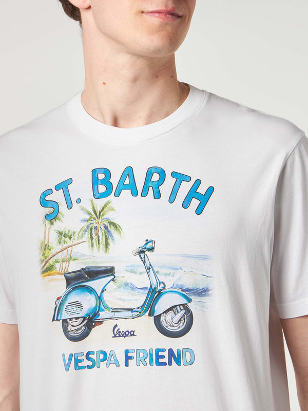 T-shirt da uomo in cotone con stampa St. Barth Vespa Friend | EDIZIONE SPECIALE VESPA®