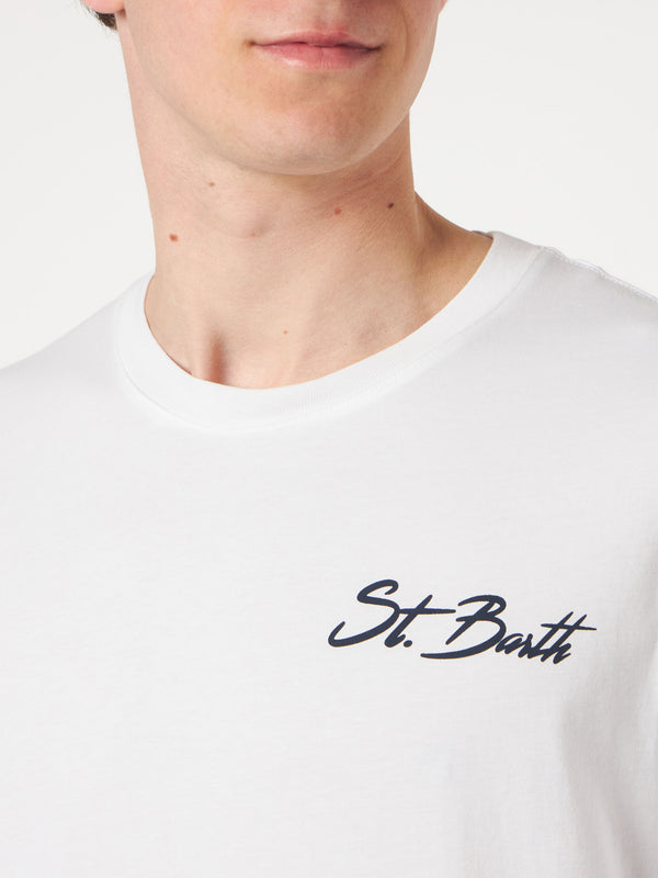 Herren-T-Shirt aus Baumwolle mit St. Barth-Surf-Print