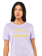 Linen t-shirt with Miami Addicted embroidery