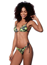 Green fluo camouflage triangle bikini