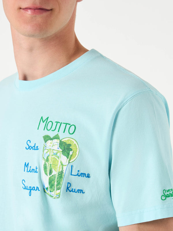 Man cotton t-shirt with Mojito embroidery