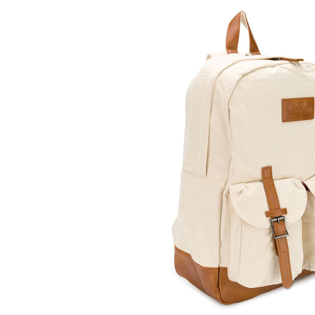 Beige canvas backpack
