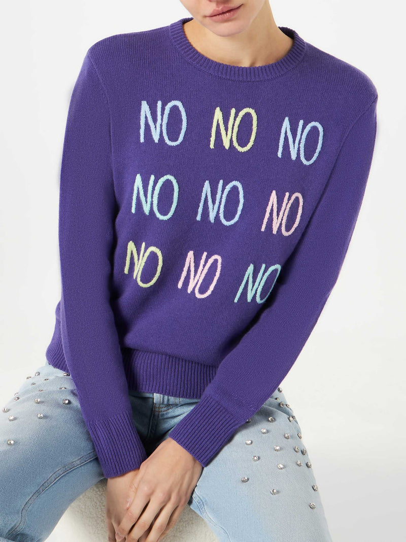 Woman sweater with NO NO NO embroidery