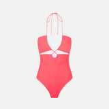 Fluo red cutout one piece swimsuit