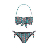 Woman bandeau top swimsuit with optical print
