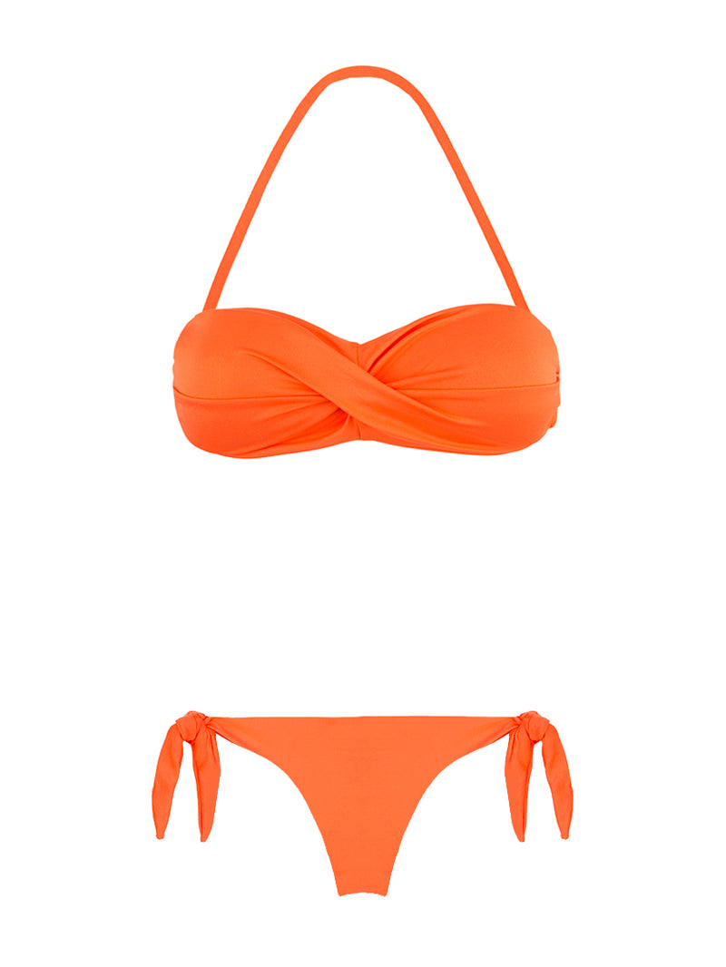 Orange Draped Bandeau Bikini